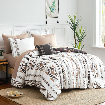 Geniospin King Comforter Set- 7 Pieces Boho Bed in a Bag, Western Bedding Set for All Seasons