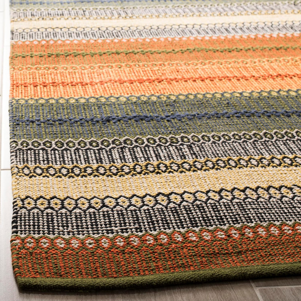 Area Rug 8x10 - Striped Kilim Collection - Large - Gold & Grey, Handmade Flat Weave Cotton, Ideal, Dining Space