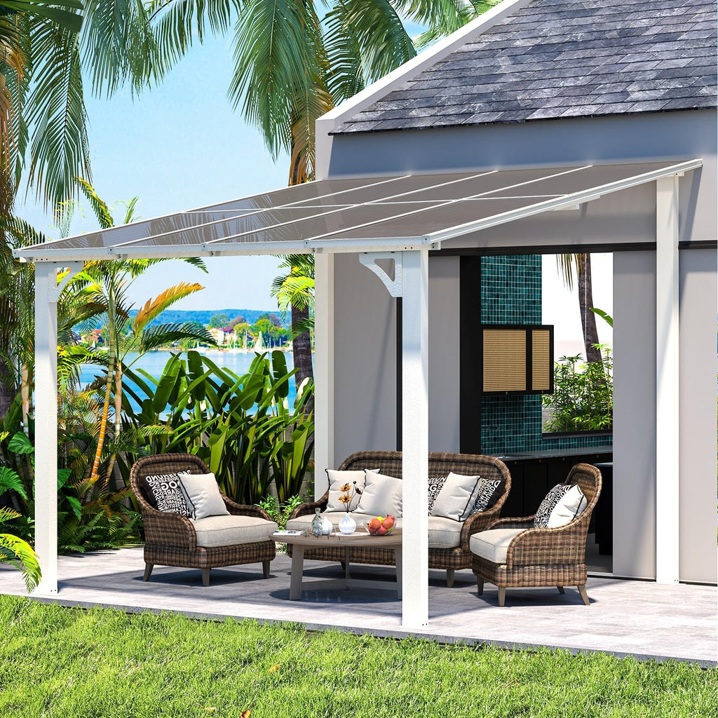 8' x 8' White Gazebo Outdoor Pergola for Patio, Small Wall-M - Image 4