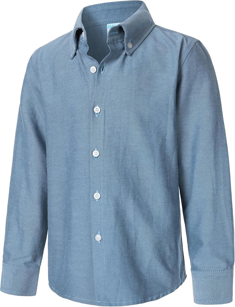 Boys Oxford Dress Shirts Long Sleeve Button Down Shirt