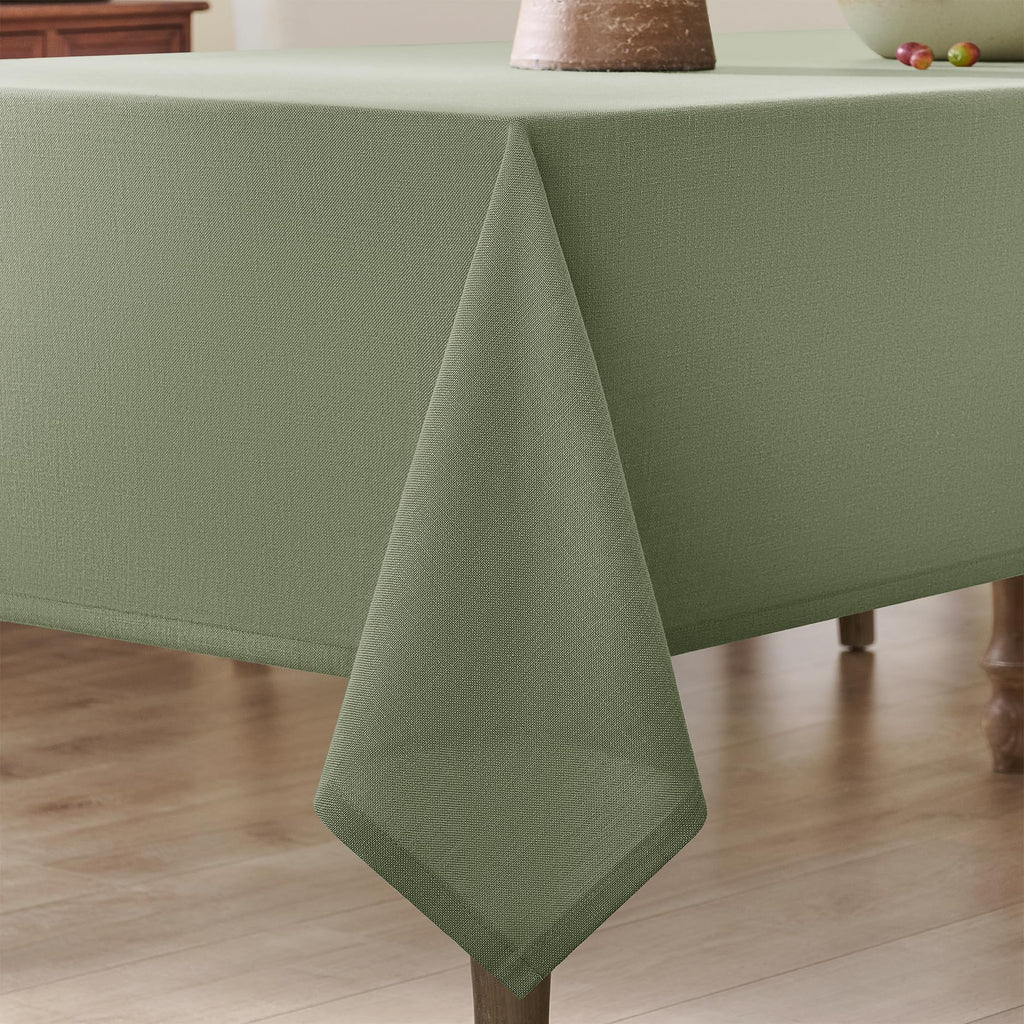 Sage Linen Tablecloth Rectangular 55 x 84 Modern Elegant Cotton Cloth Texured Sage Green Table Cloth for Rectangle