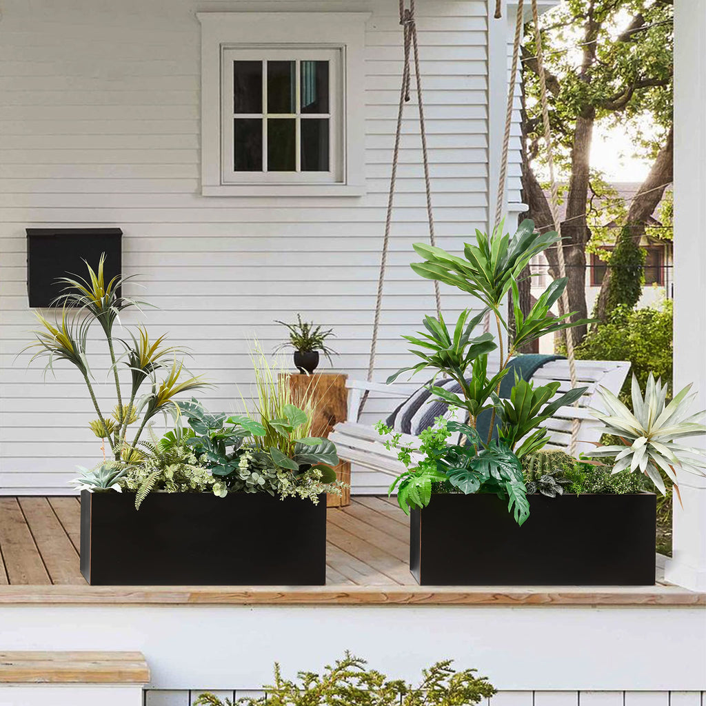 38Lx15Wx15H Fully Welded Heavy-duty Metallic Planter Box for Outdoor Plants