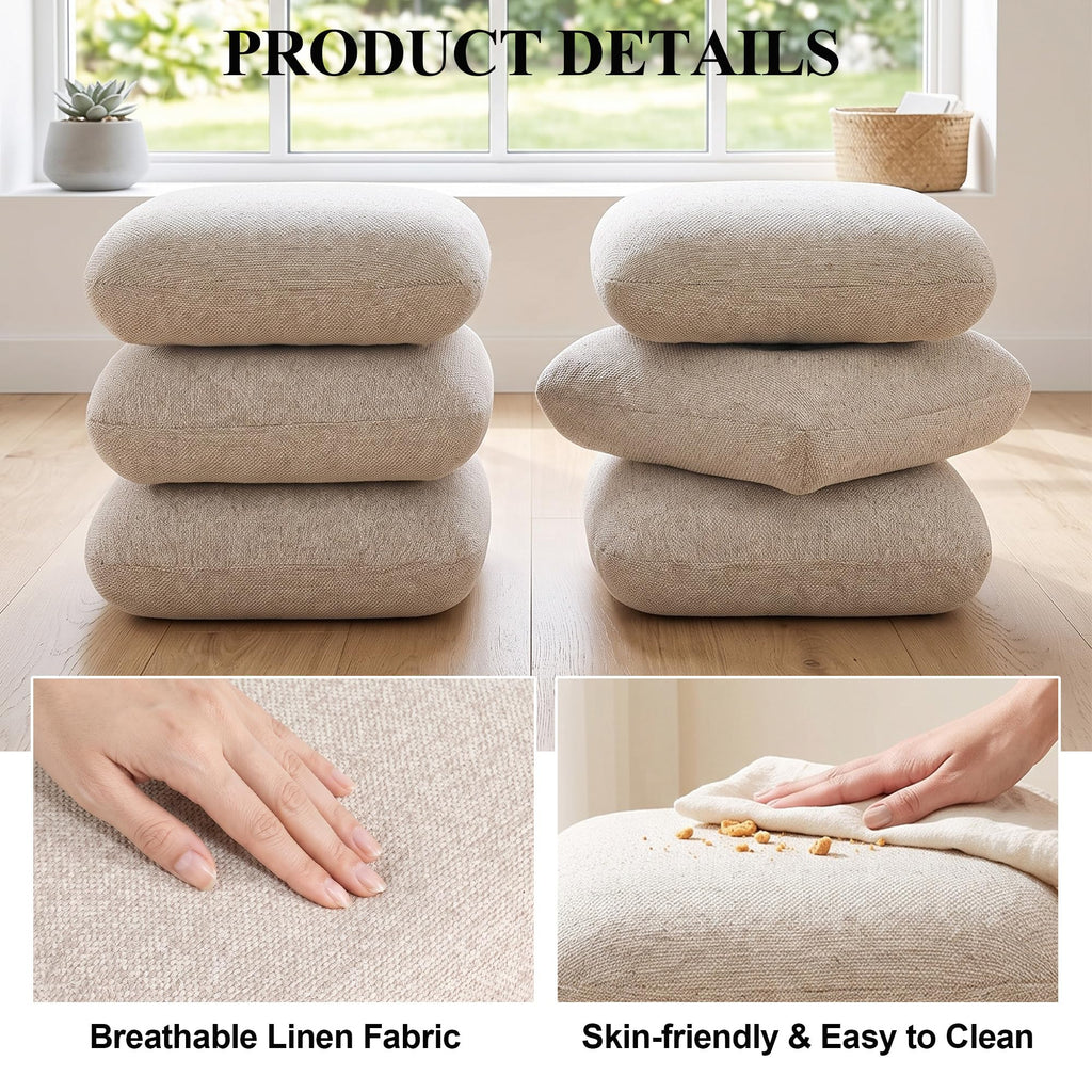 360°Swivel Upholstered Square Ottoman, Modern Boucle Ottoman