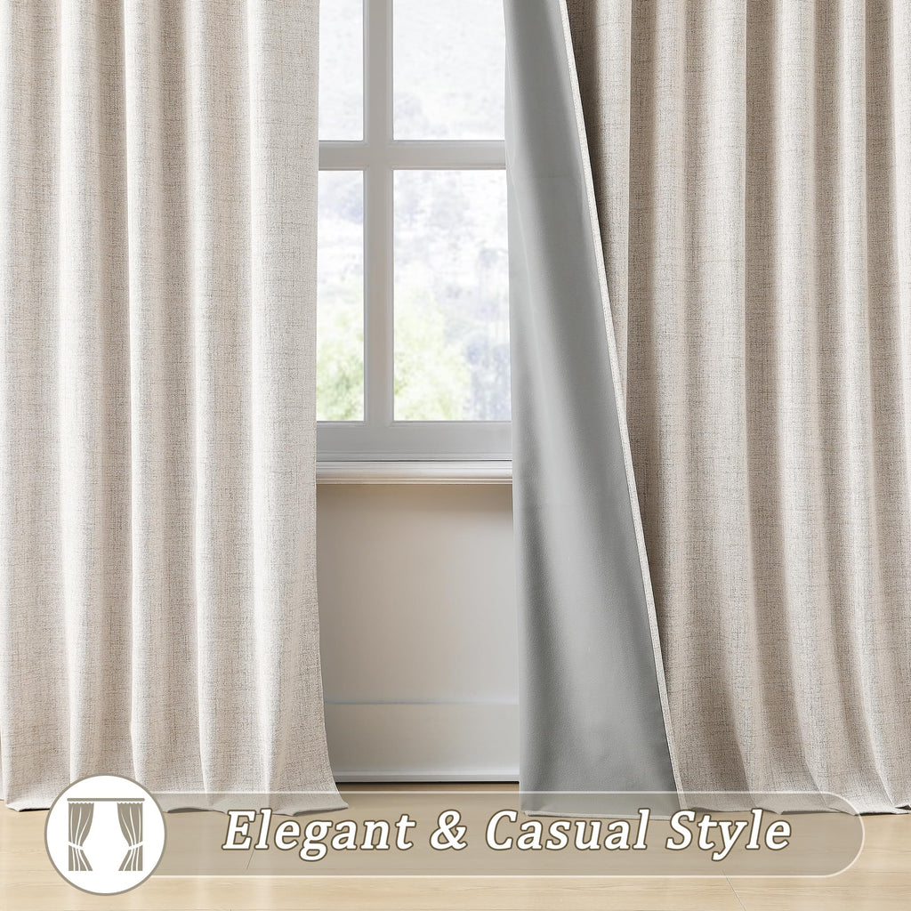 Extra Long Blackout Curtains 130 Inches Long, Custom Length High Ceiling Tall Draperies for Large Windows Living Room