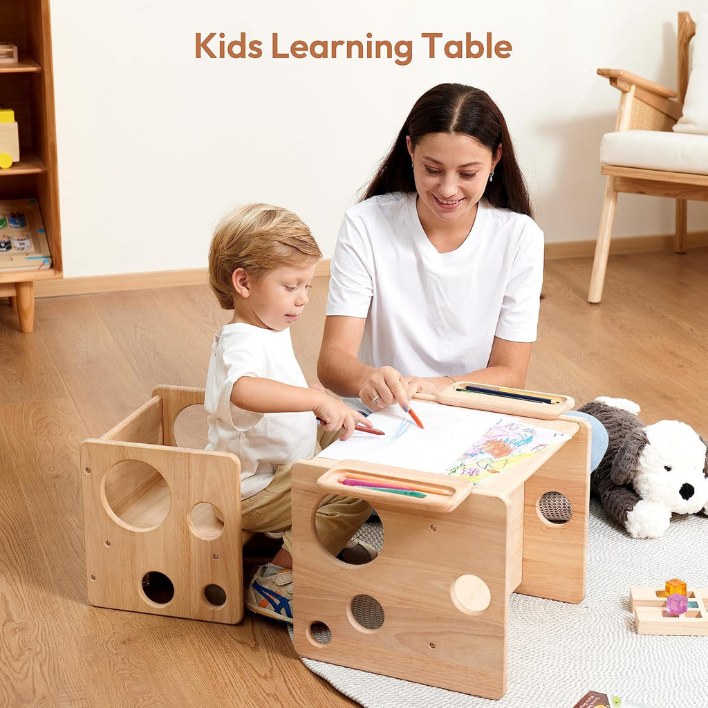 Weaning Table and Chair Set, Adjustable Toddler Furniture to 1-3