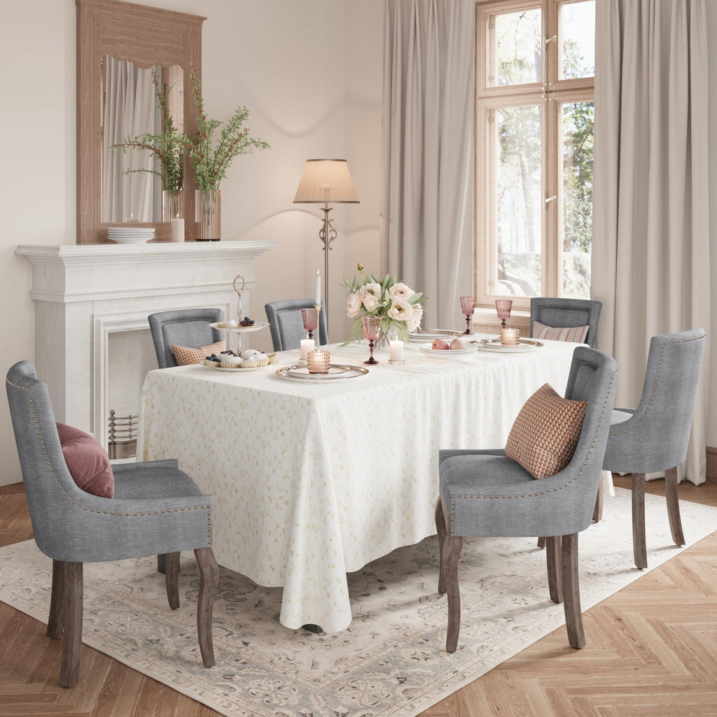 Fabric Vintage Upholstered Side Chairs Set of 2, Sillas De Comedor, Farmhouse Solid Wood Kitchen Dining Room Chairs
