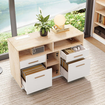 4 Drawer File Cabinet with Lock, Filing Cabinet | Office Credenza with File Drawers, Fits A4/Letter Size, Printer