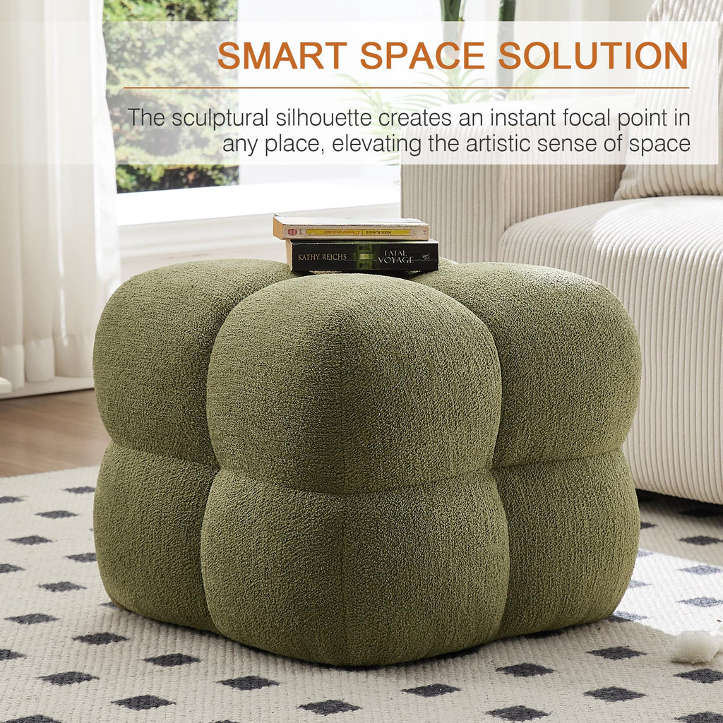 Square Pouf Ottomans Set of 2, Modern Vanity Chair