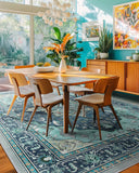 Area Rugs Washable Non-Slip, Floral Vintage Distress Print Pattern Medallion Carpet for Living Room Bedroom