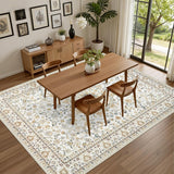 Area Rugs 9x12 Living Room Rug: Washable Rug Soft Vintage Boho Carpet Indoor Floor Non-Slip Stain Re