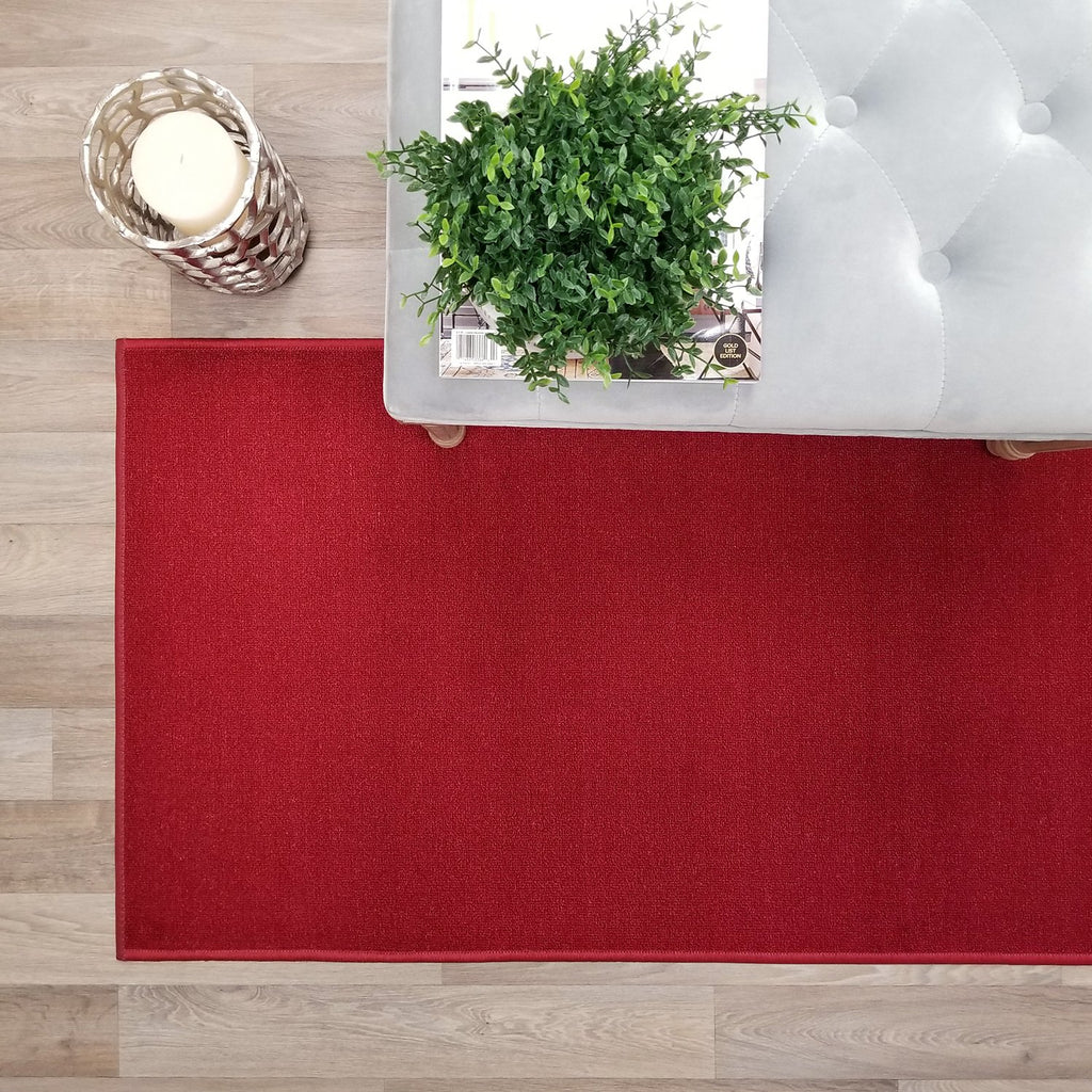 Custom Size RED Solid Plain Rubber Backed Non-Slip Hallway Stair Runner Rug Carpet 31 inch Wide Choose Your Length