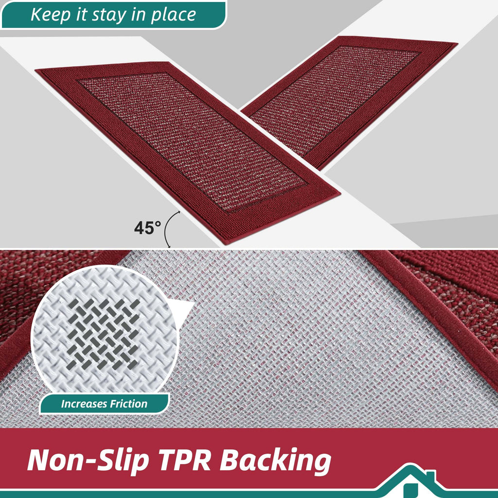 Kitchen Rugs 32"x48", Non Slip Kitchen Floor Mats Washable, Red