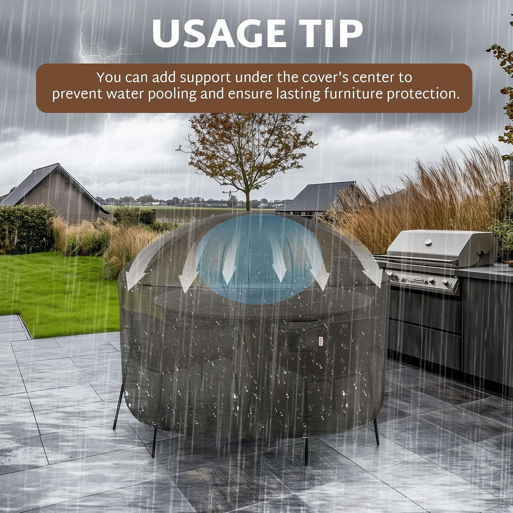 Outdoor Round Table Cover 70 x 34 inch, 6 ft, Waterproof, 600D | fit 70, 68, 66 Diameter, Weatherproof, Heavy Duty