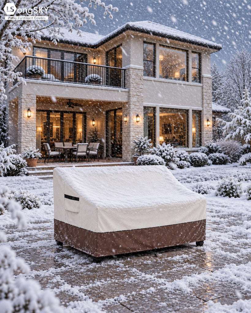 79" Patio Sofa Cover, 600D Waterproof Outdoor Couch Cover, Brown