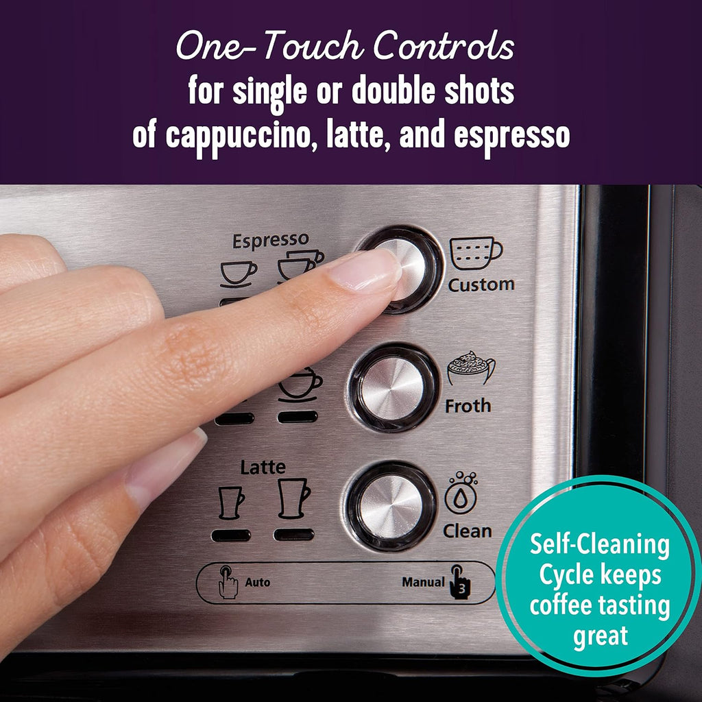 Espresso and Cappuccino Machine Stainless Steel Programmable Coffee Maker with Automatic Milk Frother 15-Bar Pump