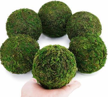 Decorative Moss Balls Set - Fake Moss Balls for Bowl Fillers, Centerpiece Decor, Home Decor, Vase Filler, Wedding - Set of 6
