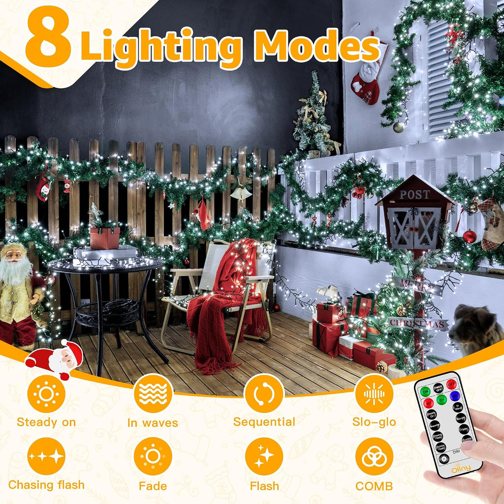 Cluster Lights Christmas 1000LED 49FT, Cool White Plug in Tree Light