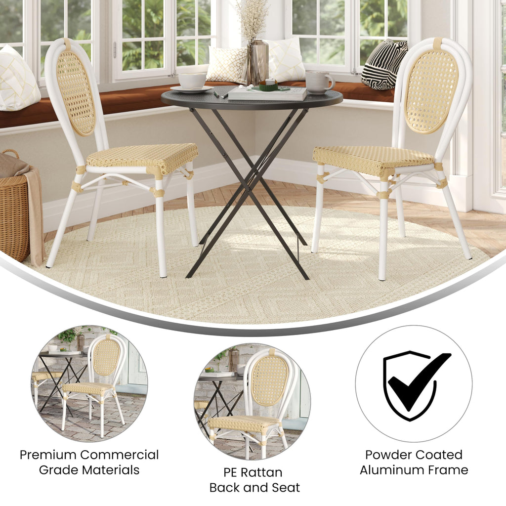 Aluminum Indoor/Outdoor Stackable Chair, Natural, 2-Pack
