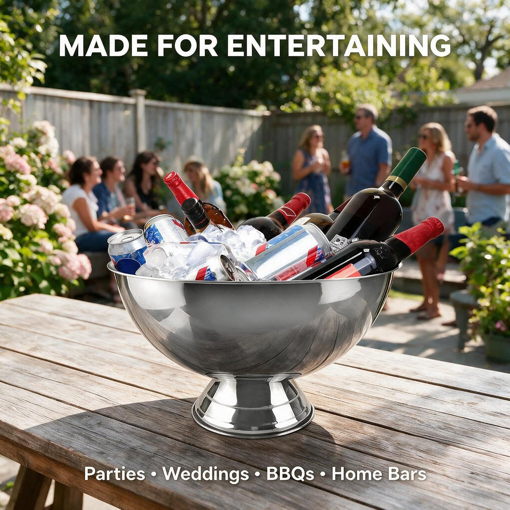 12 Qt Stainless Steel Beverage Tub, Large Ice Bucket for Parties ,3 Gallon Large Drink Chiller with Ice Scoop
