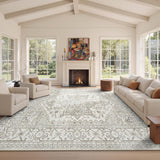 Living Room 10x14 Area Rugs, Washable Area Rug Stain Resistant Carpet Vintage Soft Rugs for Bedroom 