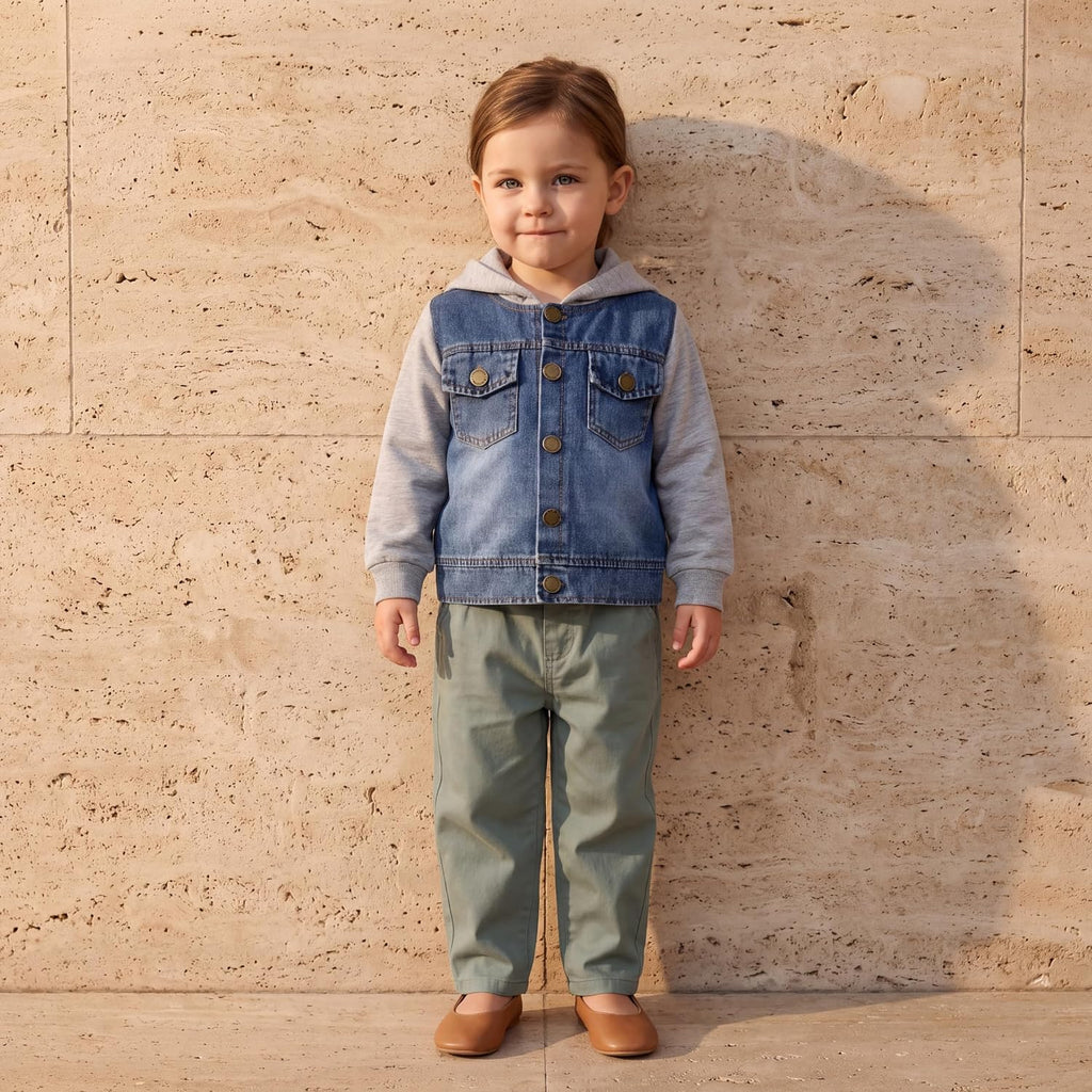 Toddler Jean Jacket with Hood Denim Outerwear for Girls and Boys