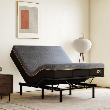 EGOHOME Adjustable Bed Frame Queen and 12 inch Memory Foam Mattress,Wireless Remote Adjustable Bed Base with 12" - Set of 2