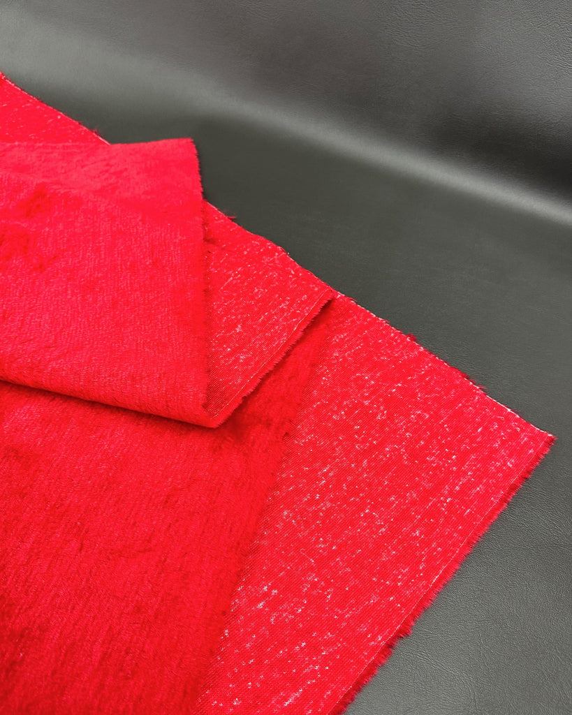 Faux Fur Fabric Long Pile Weasel RED / 60" Wide/Sold by The Yard