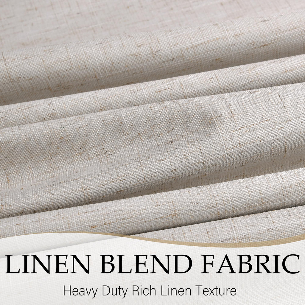 100% Blackout Extra Long Linen Curtains Light Cream 132 Inches Black Out Curtain Neutral 11ft Boho Farmhouse Drapes