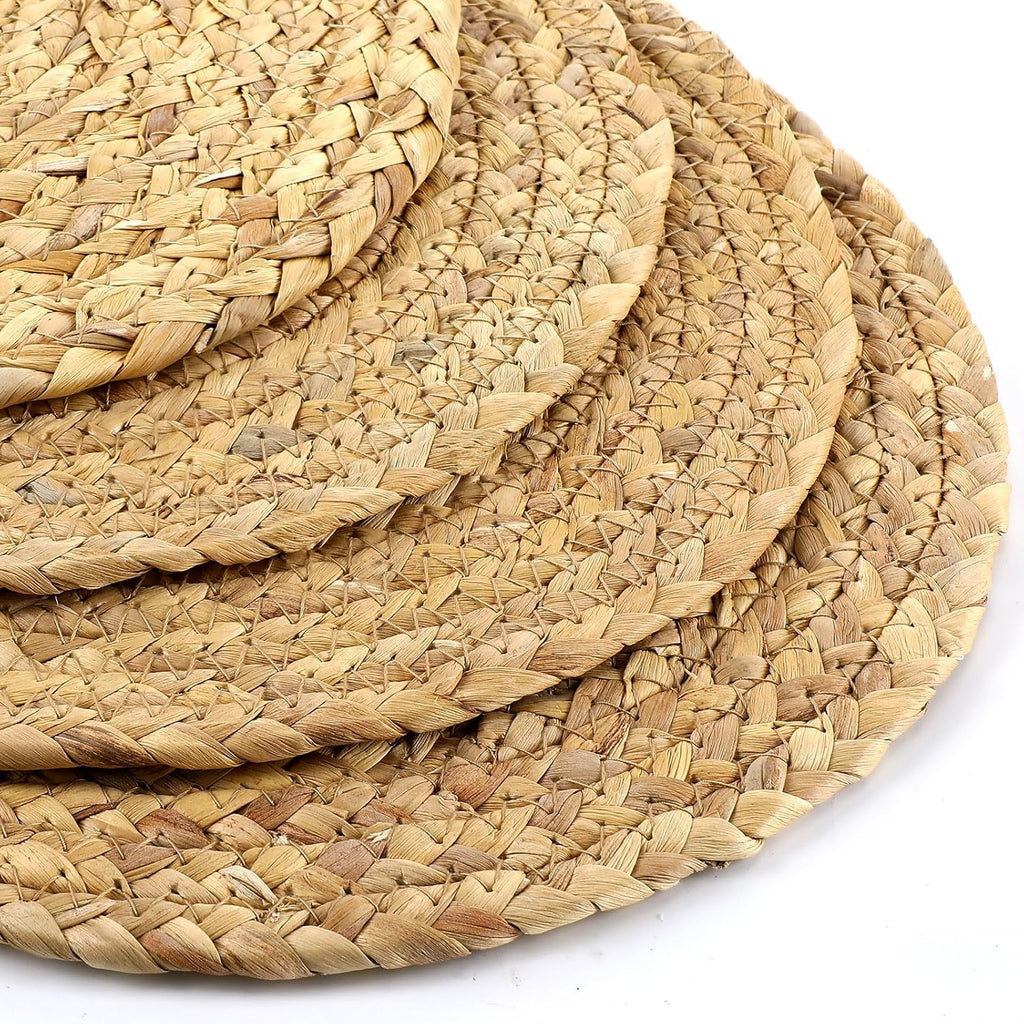 Jute Woven Placemats Natural Braided Placemats, Oval - Set of 6