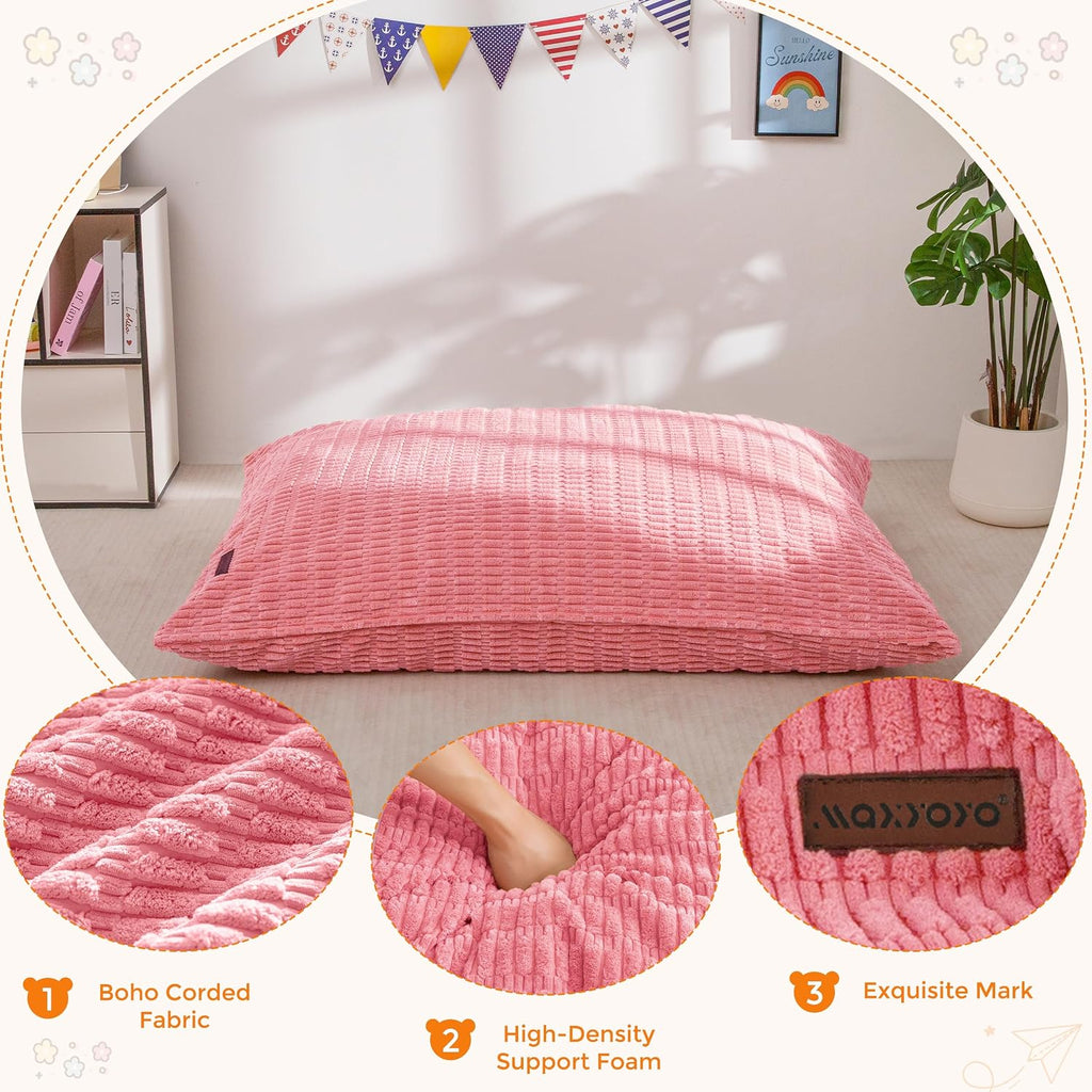 Kids Bean Bag Chair, 3 in 1 Convertible Bean Bag Sofa with Removable Cover for Children, Soft Floor Lounger