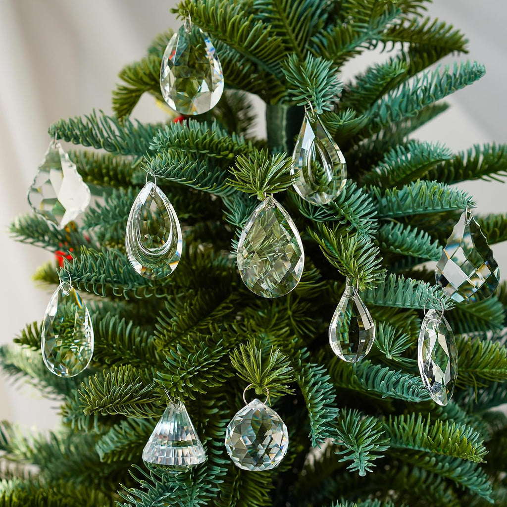 12 Pcs Clear Crystal Prism Chandelier Pendants Suncatcher Decor - Clear Crystal Chandelier Lamp Prism Pendants Drops