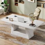 Modern Computer Desk, 63-Inch Large Office Desk Workstation, Simple Style Executive Desk Study Table with Sturdy Base