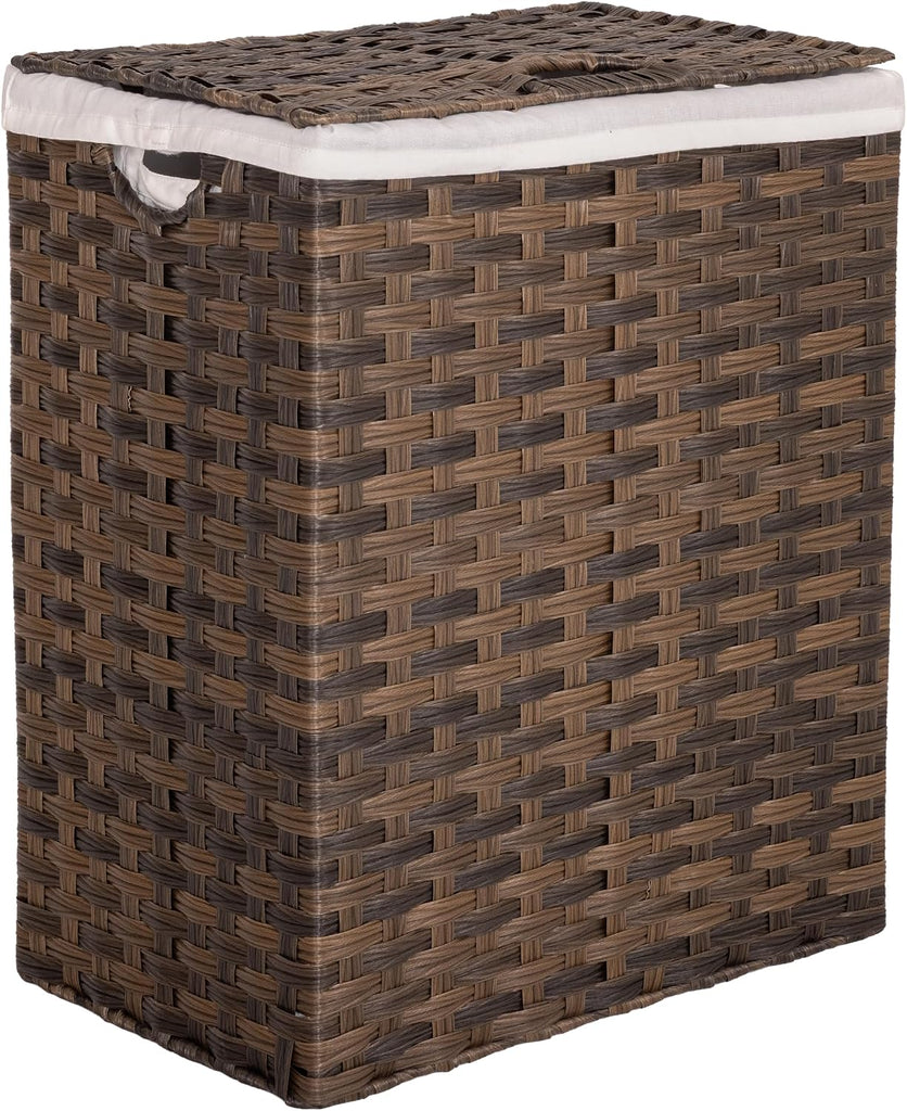 Premium Handwoven Portable Laundry Bin Basket with Carrying Handles, Household Storage for Clothes, Linens, Sheets