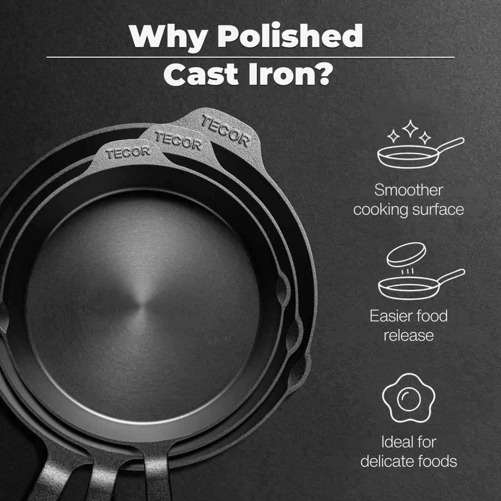 Polished Cast Iron Skillet 12 Inch | No PFAS I German-Engineered