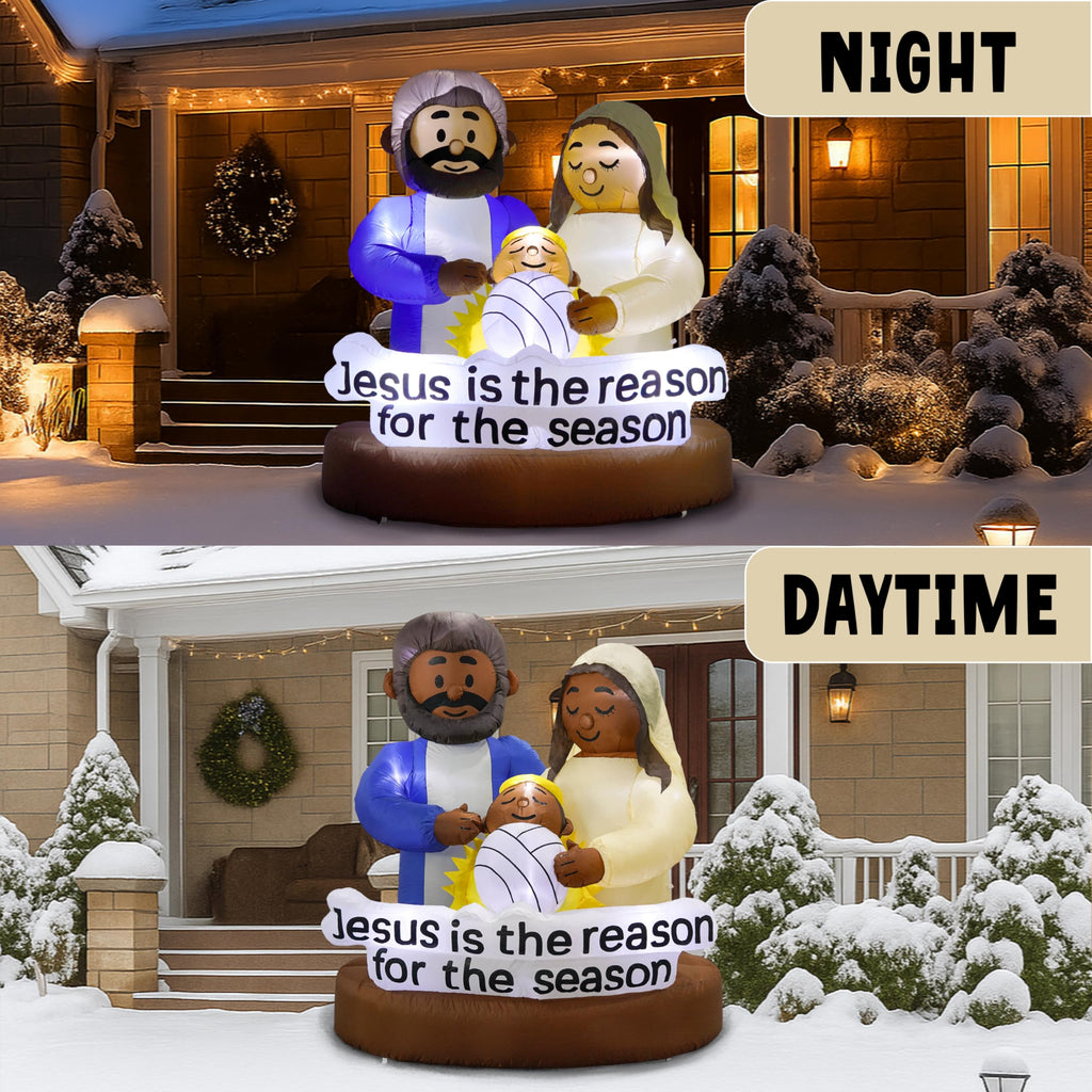 Black Santa Christmas Decorations - African American Christmas Black Nativity Set Inflatable Outdoor Decorations