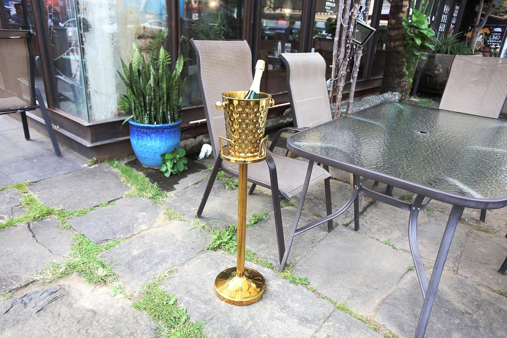 Luxury Floor-Standing 5-Quart Stainless Steel Champagne Ice Bucket Set Gold