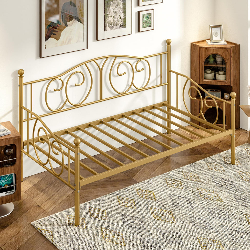 Twin Daybed Frame with Metal Slats, Modern Platform Bed Sofa Bedroom Guest Room, Under-Bed Storage Space, Heavy