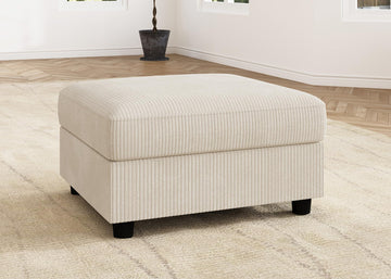 Modern Corduroy Ottoman Module Sofa, Ottoman Bench with Storage, Beige