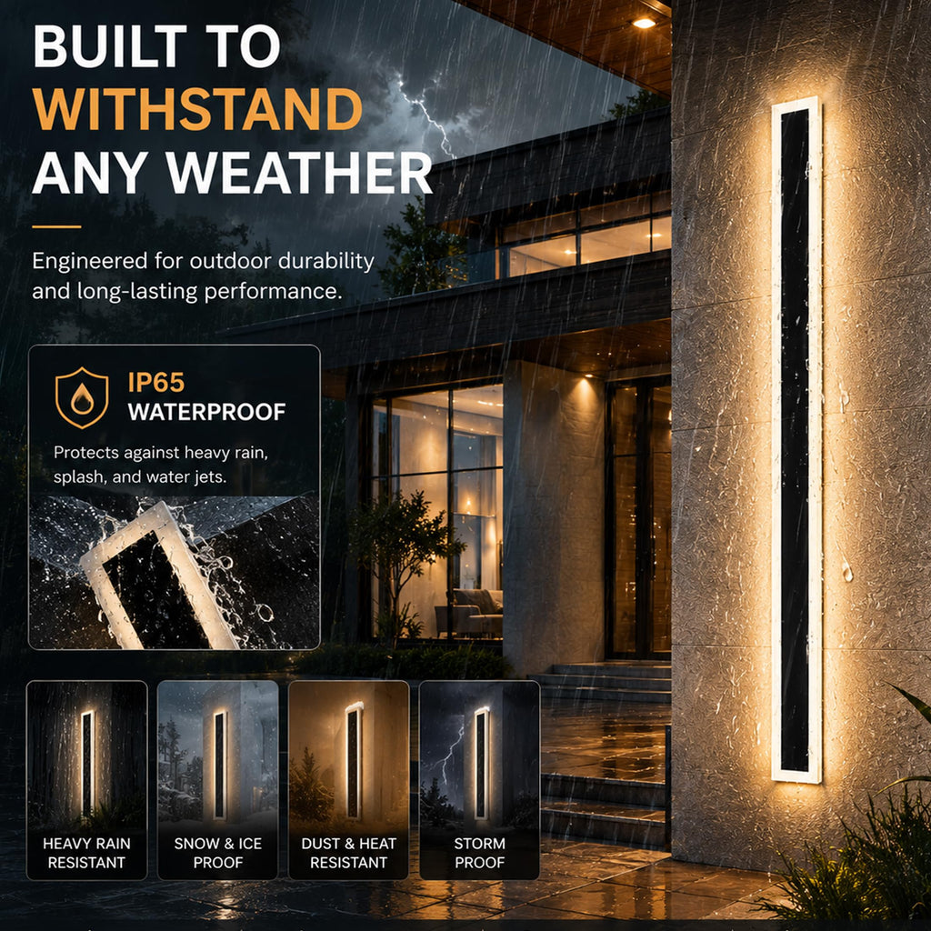 2Pack 79inch Long Outdoor LED Wall Light Waterproof IP65 Warm White