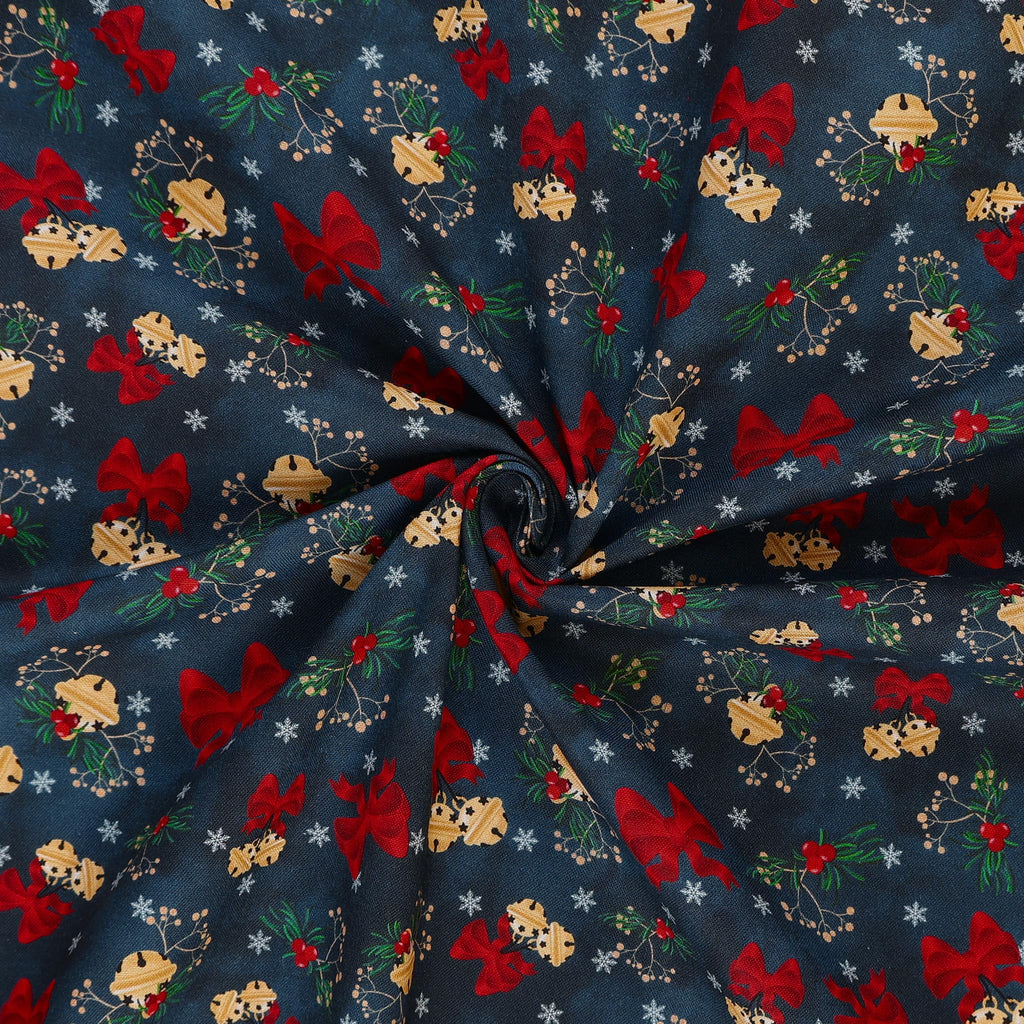 Deck The Halls Cotton Fabric, Jingle Bells Dresden