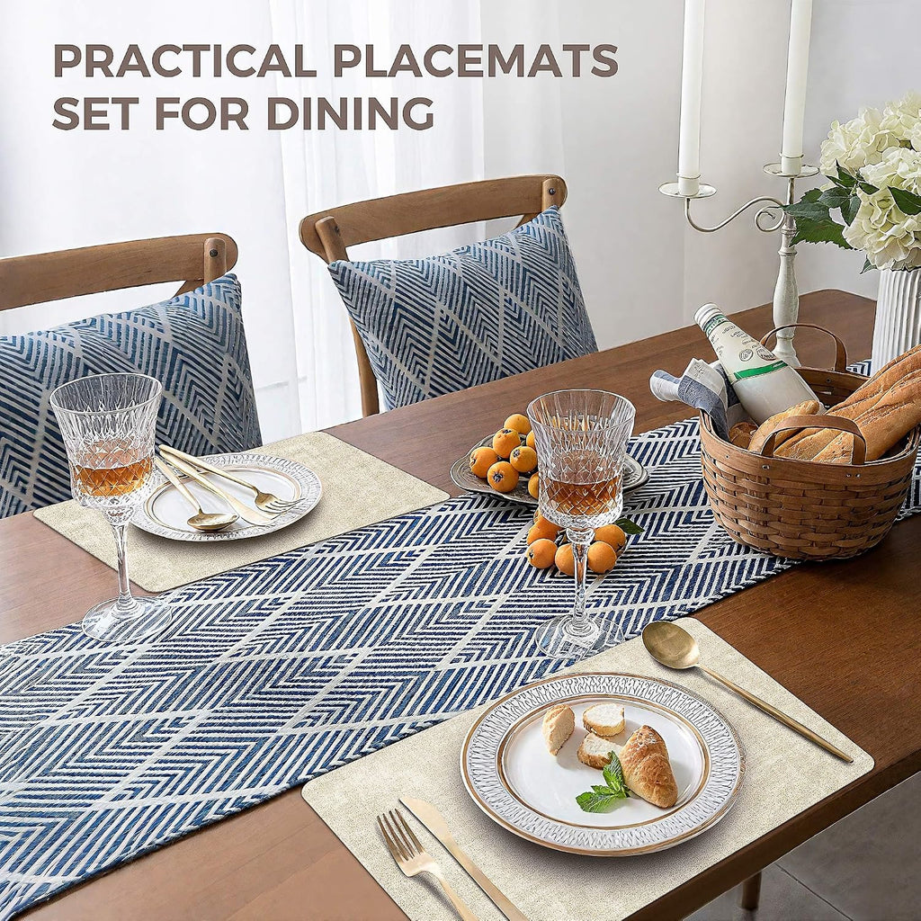 Vinyl Placemats, 17"x12" Wipeable Place Mats with Coasters - Set of 4