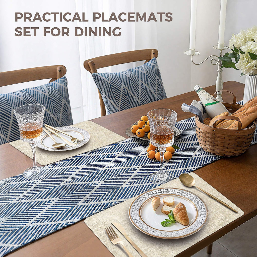 Vinyl Placemats Set of 8, 17"x12" Wipeable Place Mats with Coasters