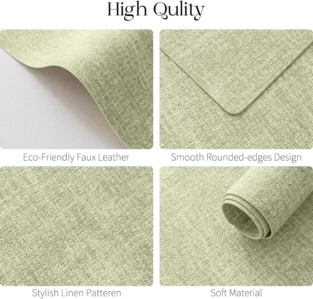 Faux Leather Placemats, Heat Resistant Vinyl Place Mats with Coasters, Wipeable Washable Waterproof Oil - Set of 4