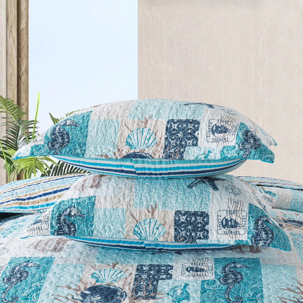 Quilt Bedspread Sets - West Coastal Pattern Reversible Coverlet Set