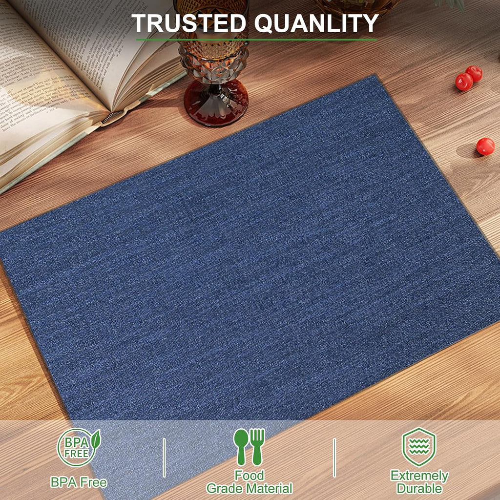 Placemats, Woven Vinyl Placemat for Dining Table Washable Wipeable Kitchen Place Mats Durable Indoor Outdoor - Set of 6