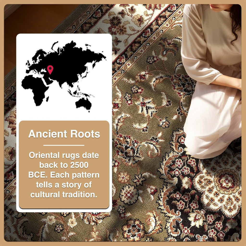 Barclay Medallion Kashan Green 9x12 Area Rug