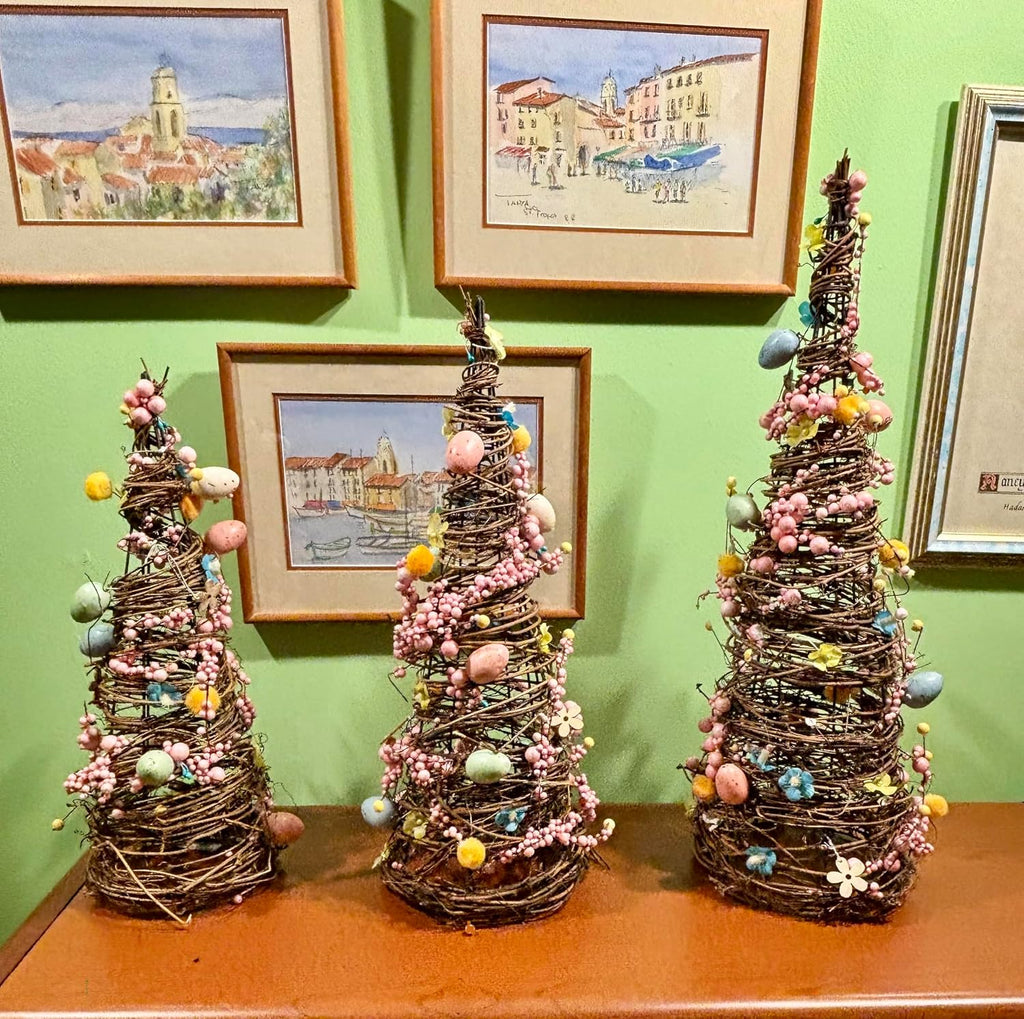 18" Tabletop Twig Tree with Easter Eggs, Berries and Flowers