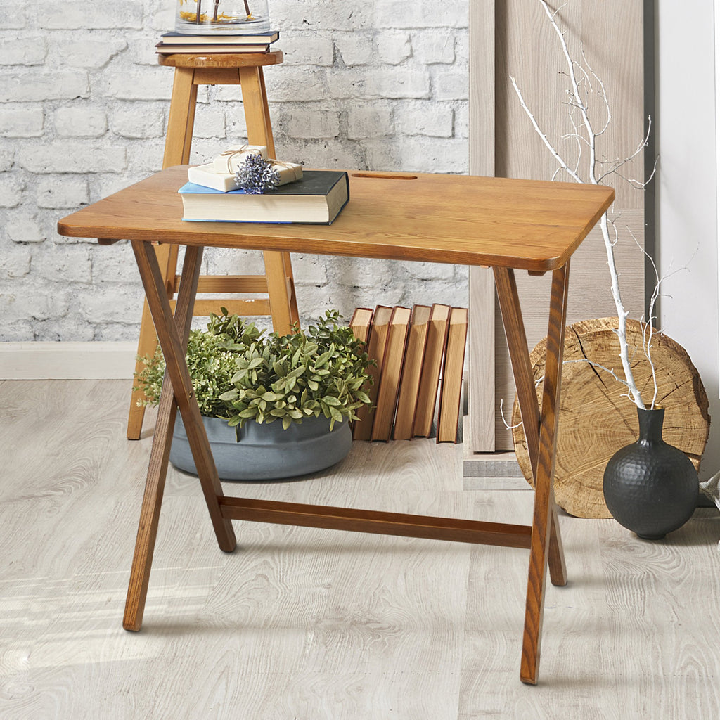 Presto Products Company Arizona Folding Table with Solid Red Oak, Warm Brown