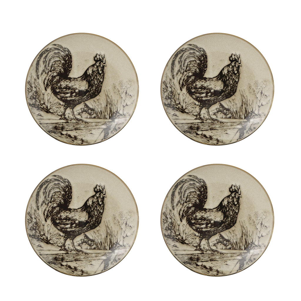 Homespun Rooster 16-Piece Dinnerware Set, Service for 4 Brown