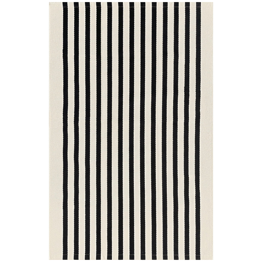 2.3x3.6 Striped Outdoor Door Mat, Washable Porch Rug, Black Beige